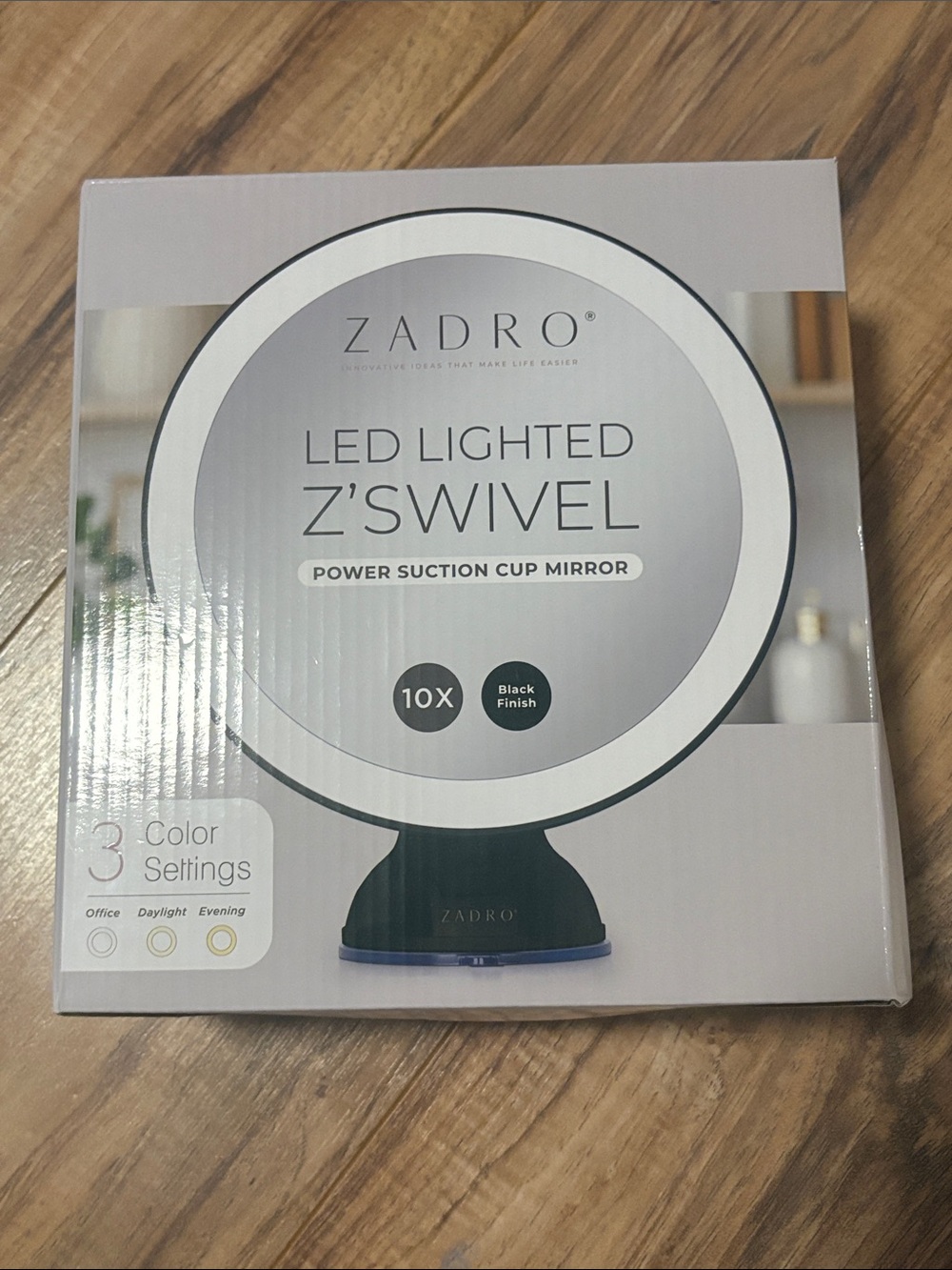 ZADRO LED Lighted Z'Swivel Mirror in Black